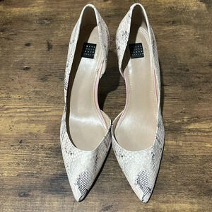 White House Black Market "ELLA" PINK W BLACK REPTILE LEATHER HEELS PUMPS size 9